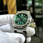 TWS공장 파텍필립 퍼페츄얼 캘린더 그린 다이얼 다이아 베젤 가죽 밴드 40mm 5740