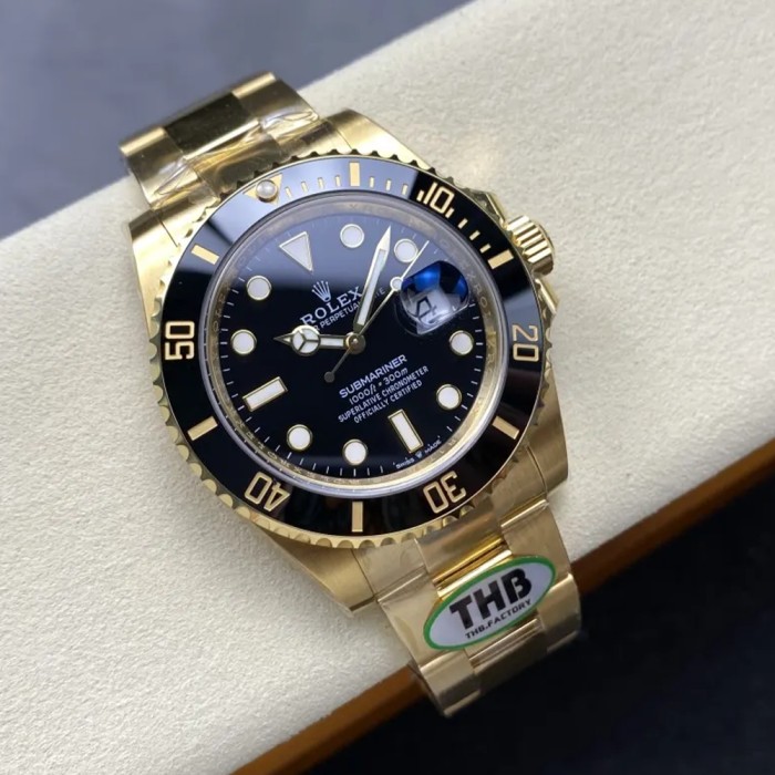 THB공장 롤렉스 서브마리너 신형 블랙 다이얼 옐로우 골드 금통 41mm 126618