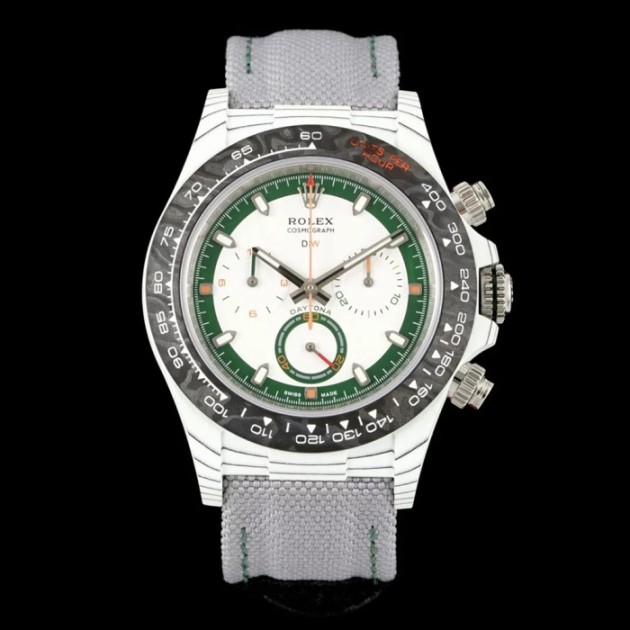 DIW공장 롤렉스 데이토나 화이트 카본 케이스 화이트 다이얼 그레이 스트랩 40mm